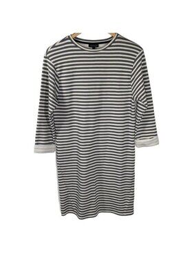 Topshop Women US 6 Gray Cream Striped Mini Shift Dress Casual Workwear